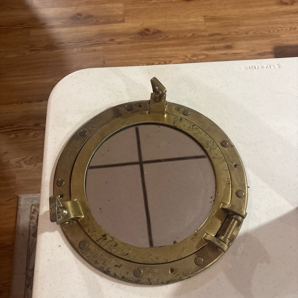 Vintage Brass Porthole Mirror